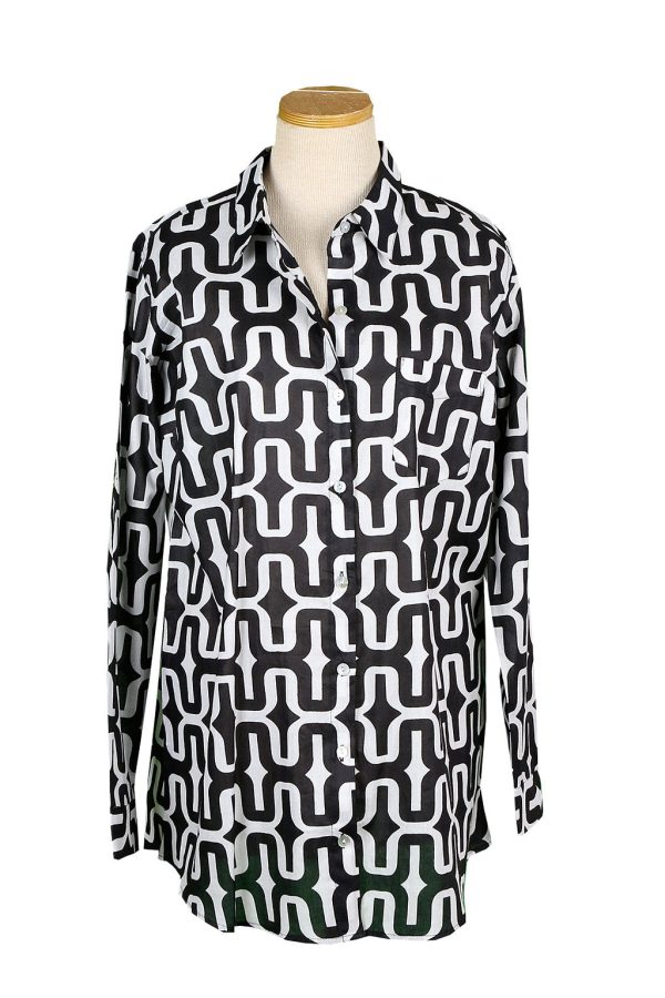 Black Zanzibar Over-Sized KikiSol Boyfriend Shirt For Discount