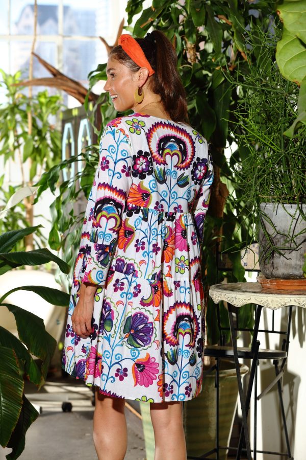 White Kerala Ruffle Dress For Discount - Image 4