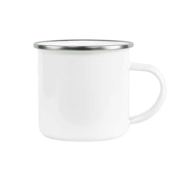 HPN SubliCraft 12 oz. Sublimation Fine Enamel Mug with Silver Rim - 48 per Case For Discount