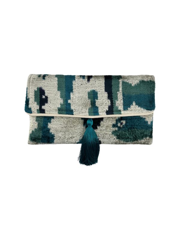 Navy Fishes Velvet Clutch with Removable Chain Fashion - Image 2