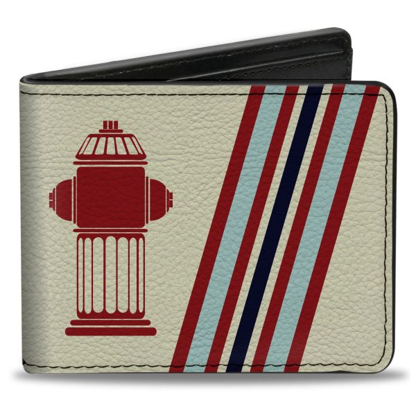 Bi-Fold Wallet - Fire Hydrants Stripes Tan Blues Reds on Sale