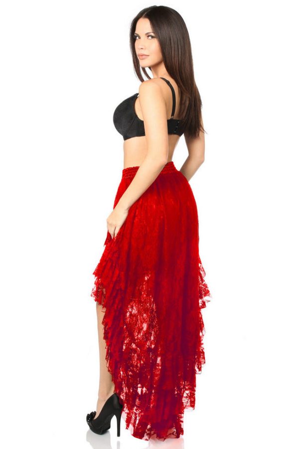 Red High Low Lace Skirt Online Sale - Image 2